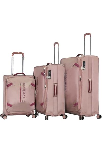 Calvin Klein Rockaway Luggage Sets 3 Piece 900D Polyster Material Soft Trolley Suitcase (PINK, Set o