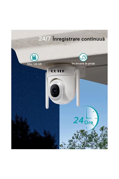 QuTek Set 2 Camere de Supraveghere exterior/interior, smart, 5MP, rotativa 360°, zoom, Wi-Fi Dual-Band