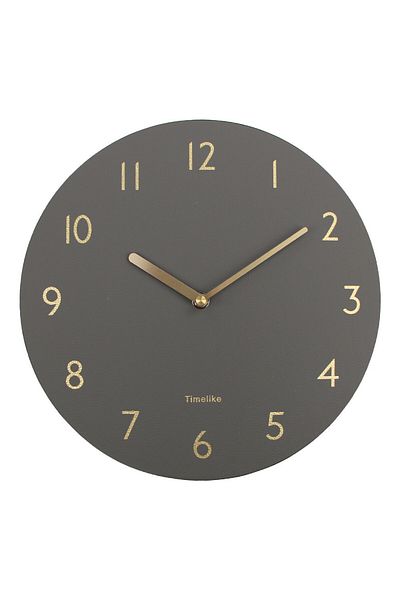 wayfair Creative Light Silent wall clock, leather/metal, grey/gold, 30 cm