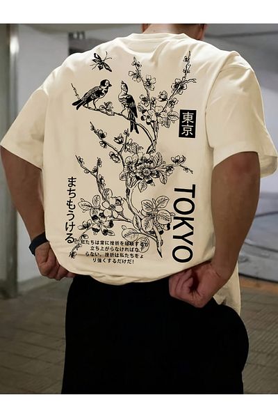 uyguntarz Unisex Tokyo Printed Oversize T-Shirt