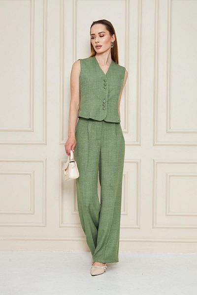 SheBoss Linen Vest Suit Khaki