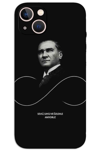 MRCİLETİSİM غطاء خلفي مطبوع بنمط HD لهاتف iPhone 15 Plus - أتاتورك إنفينيتي