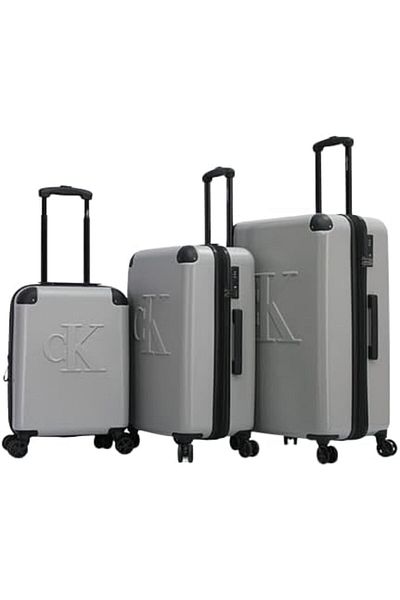 Calvin Klein Lina Luggage Lightweight Spinner Suitcase Set with TSA Lock (Heather Grey, Set of 3)