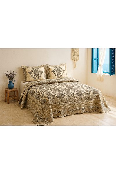 Evimcim Double Bedspread Set 250X260 cm Soft Texture with 2 Pillowcases Modern Design
