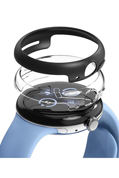 Ringke غطاء حماية رفيع لساعة جوجل بيكسل - شفاف + أسود غير لامع