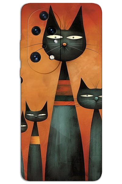 MRCİLETİSİM غطاء خلفي مطبوع بنمط HD لهاتف Huawei P50 Pro - Art Cat