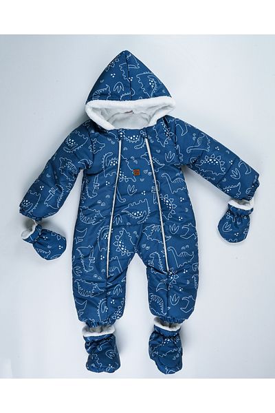 Baby Minty Dinosaur Patterned Baby Astronaut Jumpsuit