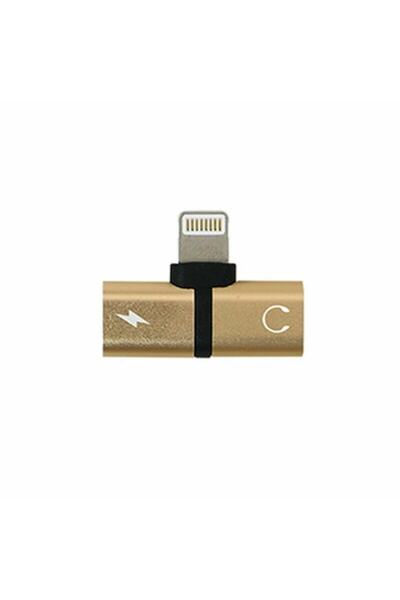 SOHO Adaptor 2 în 1 pentru iPhone, iPad, Lightning, căști și încărcător, Splitter, Auriu