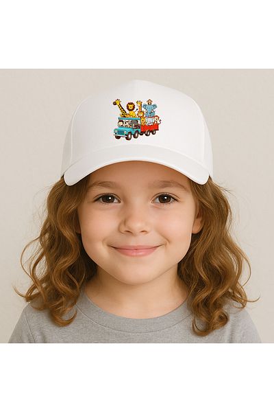 sielta Trend Printed White Girl's Sports Hat Cap