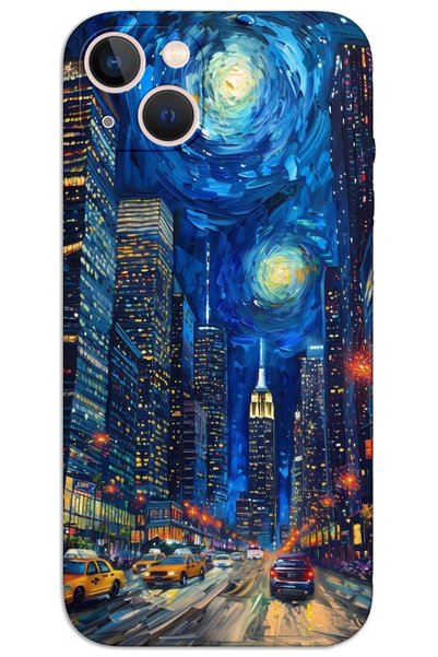 MRCİLETİSİM غطاء خلفي مطبوع بنمط HD لهاتف iPhone 15 - Art Street