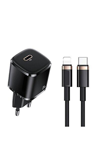 SOHO Network charger, USB-C PD 20W interface and USB-C - Lightning data cable 1.2m, Black