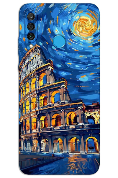 MRCİLETİSİM غطاء خلفي مطبوع بنمط HD لهاتف Huawei P30 Lite - Art Roma