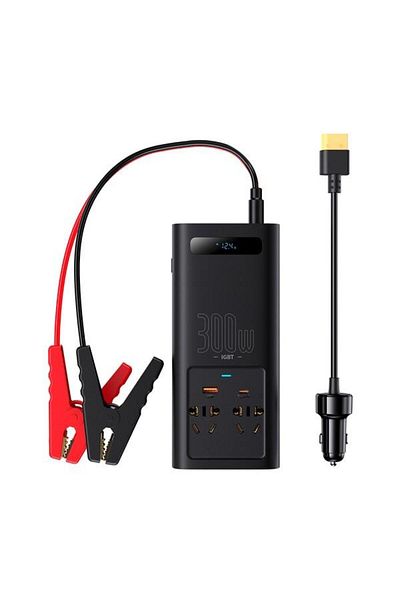 Baseus IGBT Inverter for Car, 12V - 220V, 300W, USB-A, USB-C, PD QC3.0 (Black)