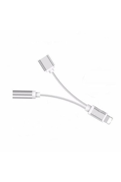 SOHO Adaptor 2 in 1 iPhone, iPad, 3.5 mm jack, Lightning, headphones and charger, Silver