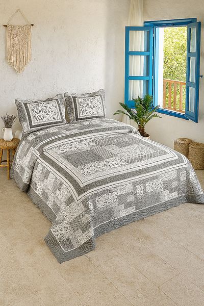 Evimcim Double Bedspread Set 250X260 cm Soft Texture with 2 Pillowcases Modern Design