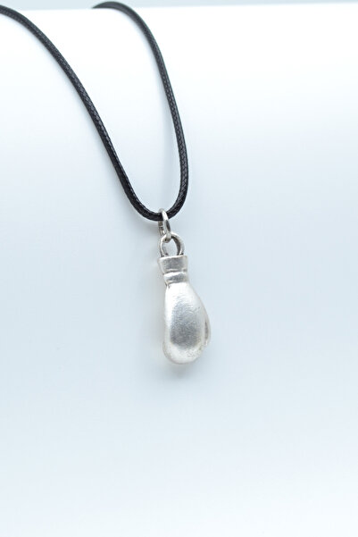 ıdr Boks Eldiveni Kolye Gümüş Kaplama Deri İp Kolye