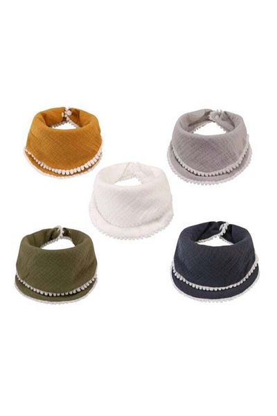 Generic Muslin Baby Bibs 5-Pack – 100% Cotton Bandana Drool Bibs for Unisex Babies