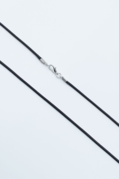 ıdr PU Gümüş Kaplama Deri İp Kolye - Siyah Renk