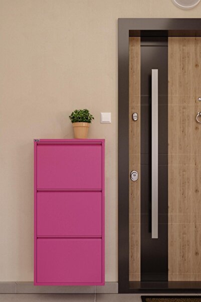 HALL BREATHE 3'lü Metal Ayakkabılık, şık ve kullanışlı pembe tasarım ile evin...