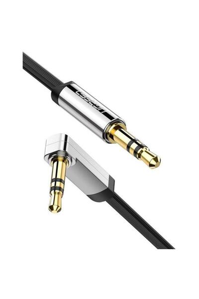 Ugreen Cablu audio AV 119 Jack plat unghiular 3,5 mm 0,5 m (negru)