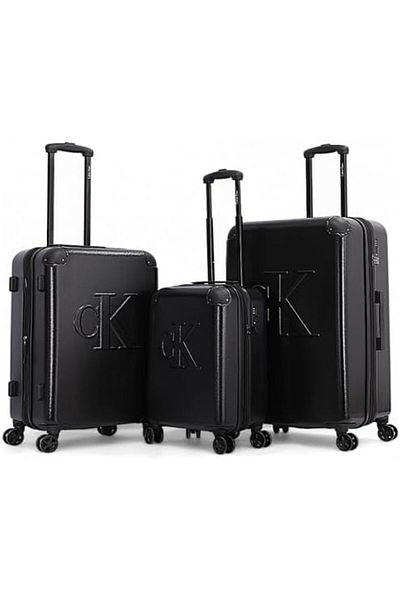 Calvin Klein Lina Luggage Lightweight Spinner Suitcase Set with TSA Lock (Black, Set of 3)