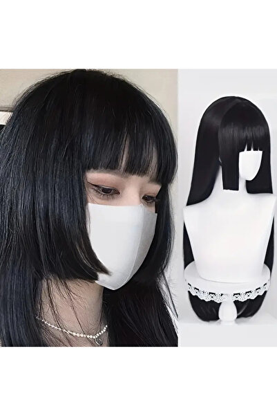Butic Siyah Kahküllü Asya Kore Japon Tarzı Siyah Peruk Sentetik Peruk Günlük ...