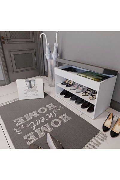 HALL BREATHE Beyaz 2 Katlı Puf ve Ayakkabılık, Şık ve Kullanışlı Ev Dekorasyonu