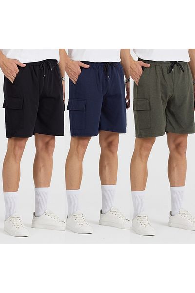 pandy Unisex 3-Piece Cargo Pocket Fit Shorts