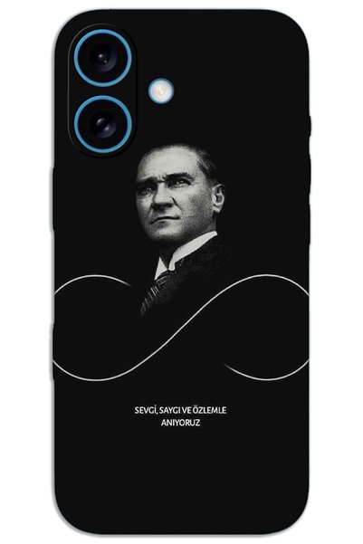 MRCİLETİSİM غطاء خلفي مطبوع بنمط HD لهاتف iPhone 16 - أتاتورك إنفينيتي