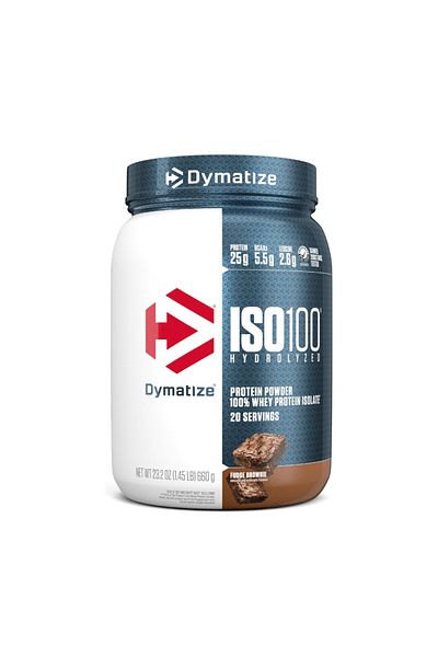 Dymatize ISO 100 Hydrolyzed Protein Powder (1.45 LB) Fudge Brownie, 100% Whey Isolate Protein