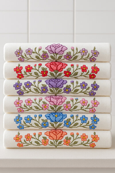 AYHANHOME 6 LI Кольоровий канва з вишивкою квітів, 50x90, рушник для рук і обличчя