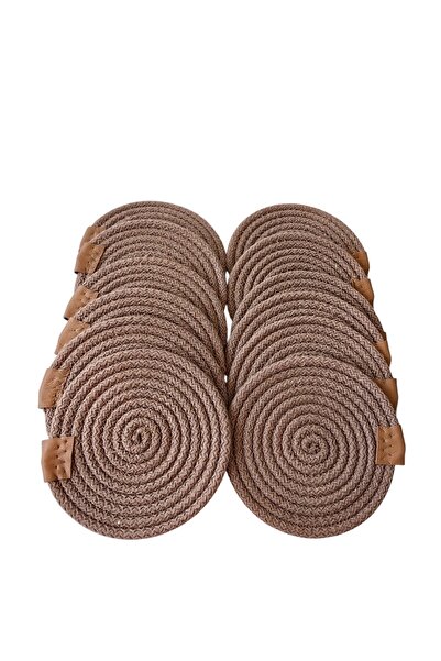 HHKARTS Jute Cup Mug Coaster Brown 13cm 12Pcs