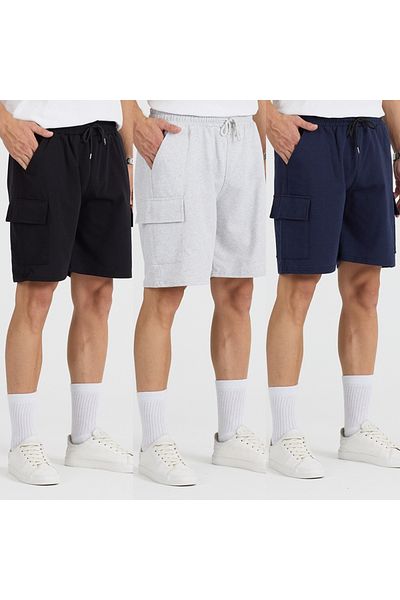 pandy Unisex 3-Piece Cargo Pocket Fit Shorts