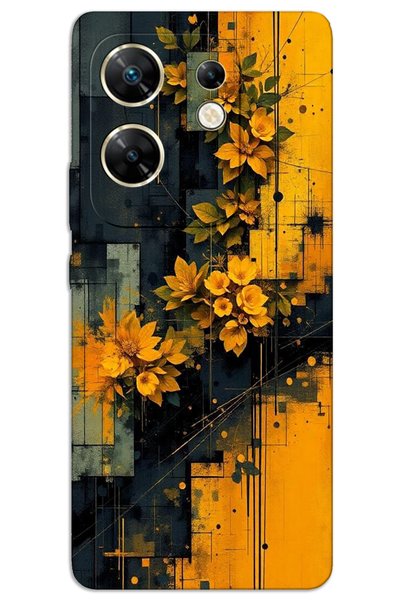 MRCİLETİSİM حافظة Infinix Zero 30 4G ذات غطاء خلفي مطبوع بنمط HD - زهور صفراء