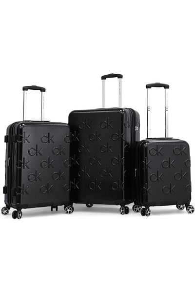 Calvin Klein Insignia Luggage Sets 3 Piece Lightweight Spinner Suitcase Set with TSA Lock (BLACK, Se
