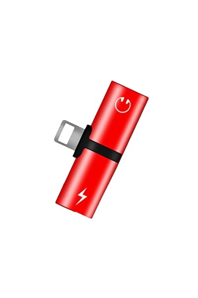 SOHO Adaptor 2 în 1 pentru iPhone, iPad, Lightning, căști și încărcător, Splitter, Roșu