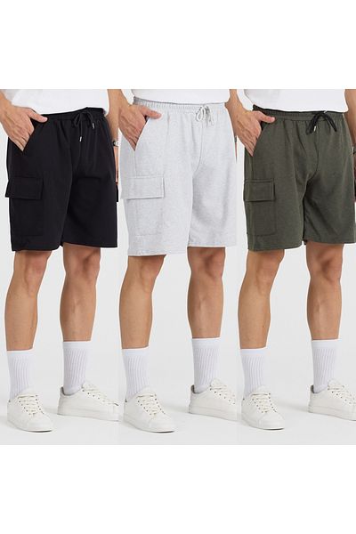 pandy Unisex 3-Piece Cargo Pocket Fit Shorts