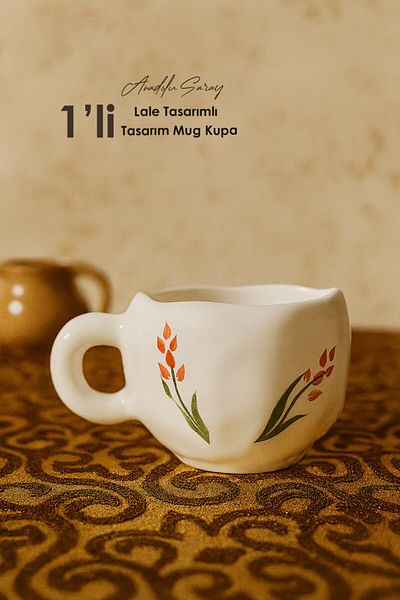 Anadolu Saray 1 Pcs Handmade Ceramic Tulip Themed Design Mug Mug Cup |   Mug Cup Mug