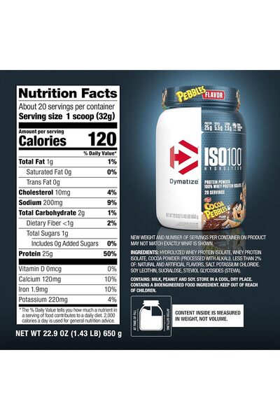 Dymatize ISO100 Hydrolyzed Whey Protein Isolate - Cocoa Pebbles, 20 Servings (650g)