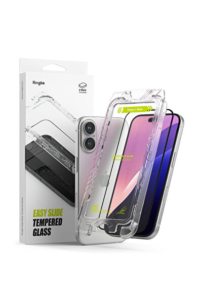 Ringke iPhone 16 Plus / 15 Plus Screen Protector | Easy Slide Tempered Glass | 2 Pack, W Installation Jig
