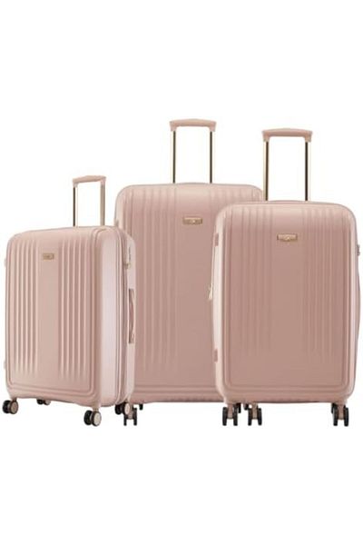 Calvin Klein Sustain Luggage Lightweight Spinner Wheel Suitcase with TSA Lock (CRYSTAL PINK, Set of