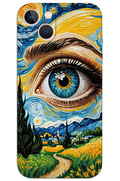 MRCİLETİSİM غطاء خلفي مطبوع بنمط HD لهاتف iPhone 14 - Art Eye