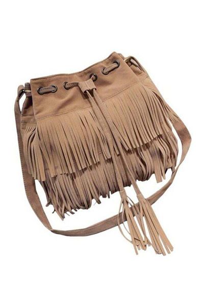 fun zone OUTAD Tassel Decoration Lady Totes Shoulder Bag Khaki