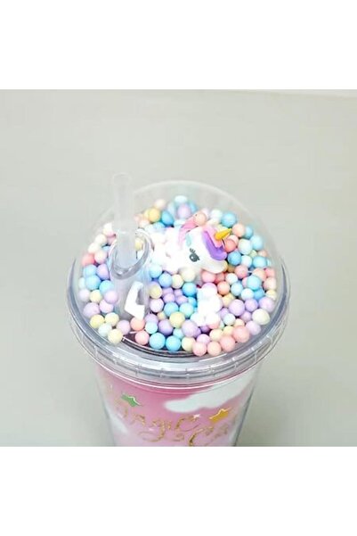Tradeo BPA-free unicorn water bottle with 3D lid, straw, and bubbles. Fun double wall cup for all ages!