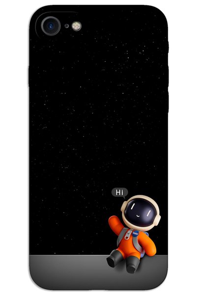 MRCİLETİSİM غطاء خلفي مطبوع بنمط HD لهاتف iPhone 8 - رائد الفضاء Hi