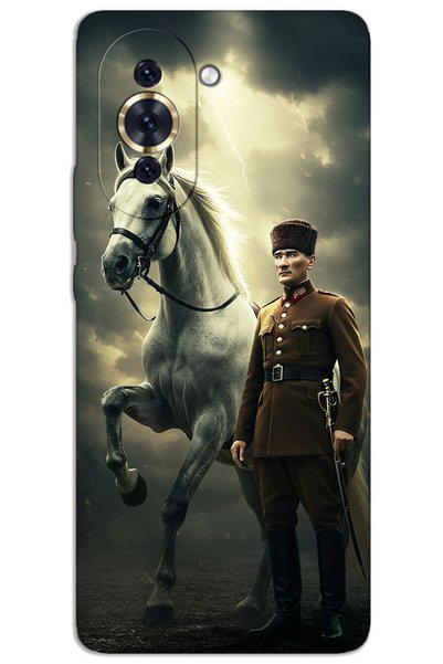 MRCİLETİSİM حافظة هواوي نوفا 10 ذات غطاء خلفي مطبوع بنمط HD - أتاتورك شيمبوس