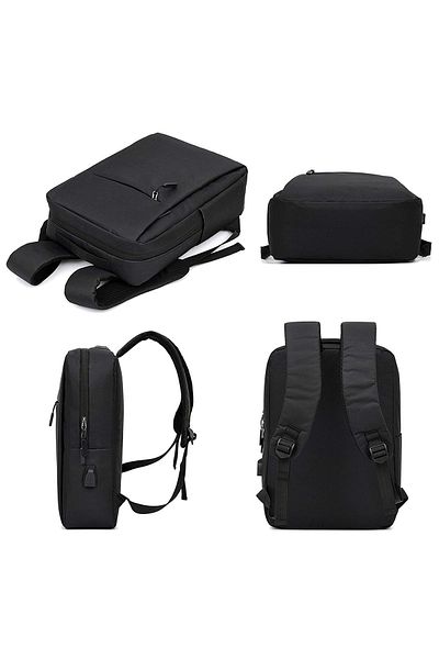 OEM Portable laptop backpack, NEVERMORE, with USB port, 15.6", 41x30x12 cm, Black