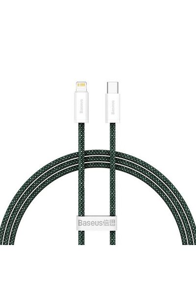 Baseus Cablu USB-C Lightning pentru iPhone, Baseus, Încărcare rapidă, 20W, 1m, Verde/Alb