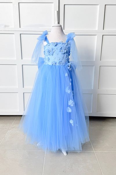 modabesta Blue 3D Floral Girl's Evening Dress and Party Dress