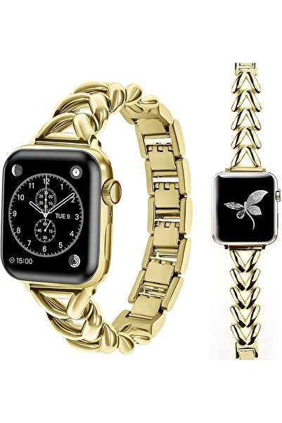 O Ozone أحزمة معدنية لساعة أبل مقاس ٣٨ مم و٤٠ مم و٤١ مم | تصميم متعرج ذهبي